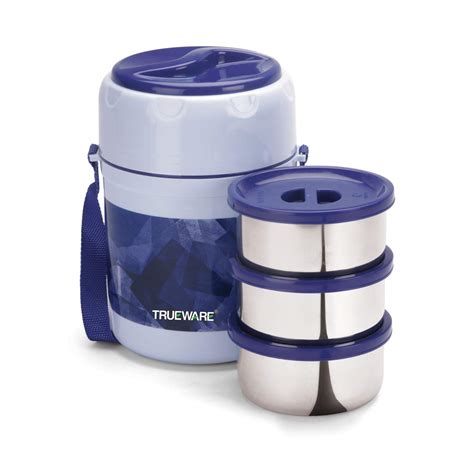 Buy TRUEWARE Office Plus 3 Lunch Box with 3 Stainless Steel Container ...