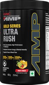 GNC AMP Gold Series Ultra Rush | 450 gm (Fruit Punch) Pre Workout Price ...