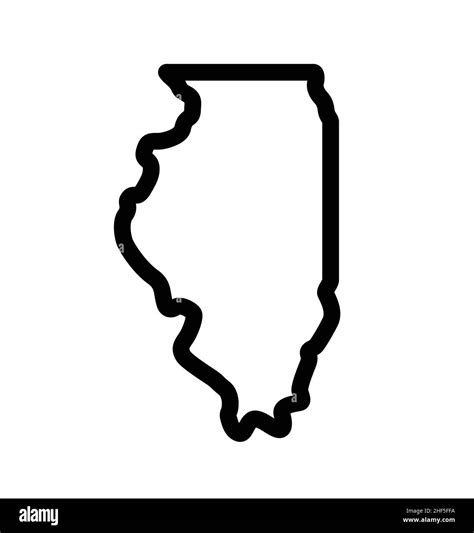 Illinois IL state shape map outline simplified USA vector isolated on white background Stock ...