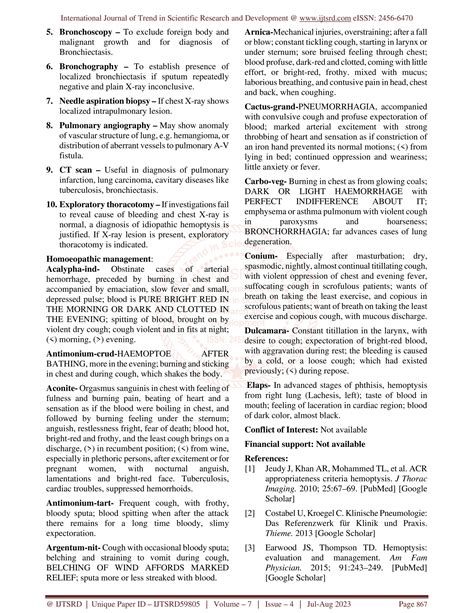 Homoeopathic Management of Hemoptysis | PDF