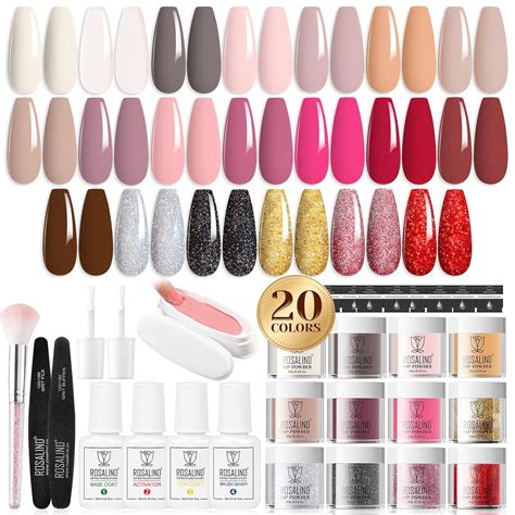 ROSALIND 29PCS Dip Nails Powder Starter Kit, 20 Colors Dip Powder Nail ...