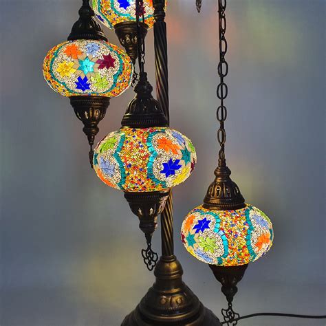 Turkish Mosaic Floor Lamps UK | 5 and 7 Globe Moroccan Floor Lamps ...