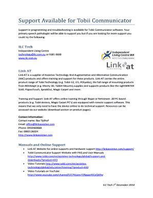Fillable Online Support Available for Tobii Communicator Fax Email ...
