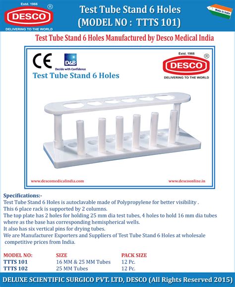 Test Tube Stand 6 Holes | Manufacturer, Exporter & Supplier| DESCO