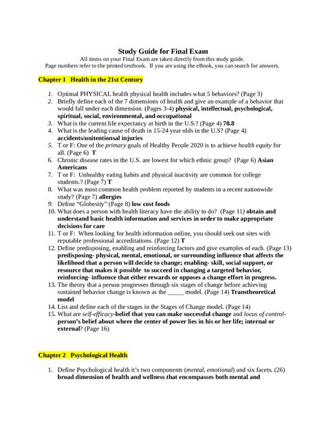Health Study Guide for Final Exam Verified and Approved.(100% pass ...