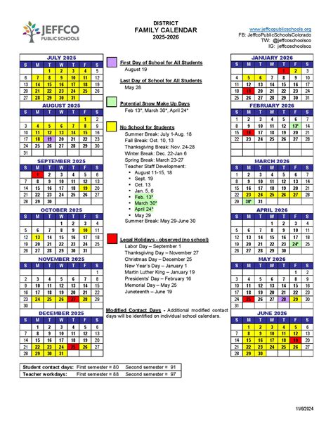 Jeffco Public Schools Calendar 2025-2026 | Colorado