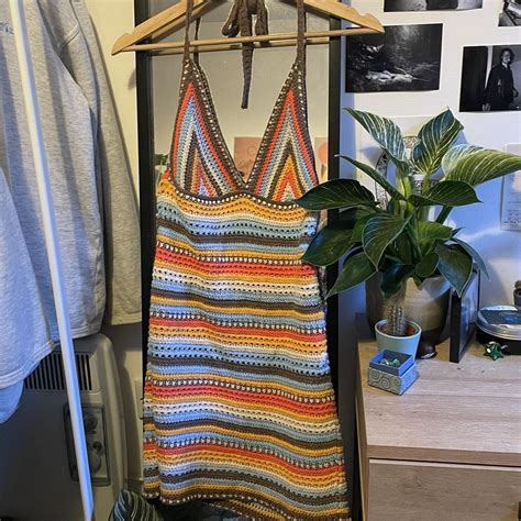 Urban Outfitters Women's Orange and Blue Dress | Depop