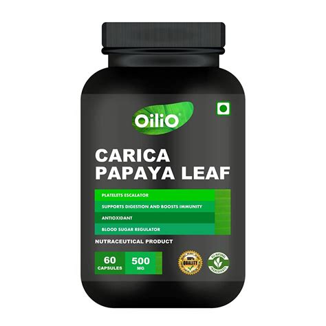 Buy Oilio Carica Papaya Leaf Veg Capsules for Immunity Boost ...