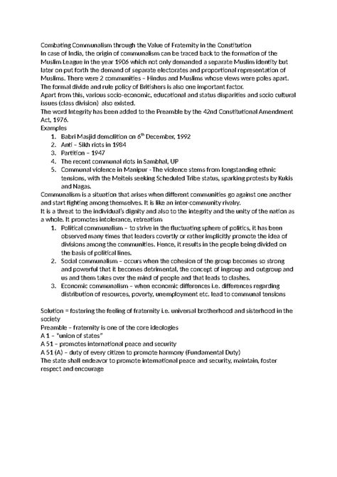 Combating Communalism: The Role of Fraternity in India's Constitution ...