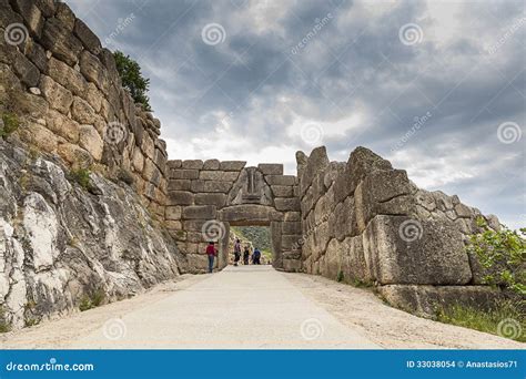 The Lion Gate in Mycenae,Greece Editorial Stock Image - Image of ...