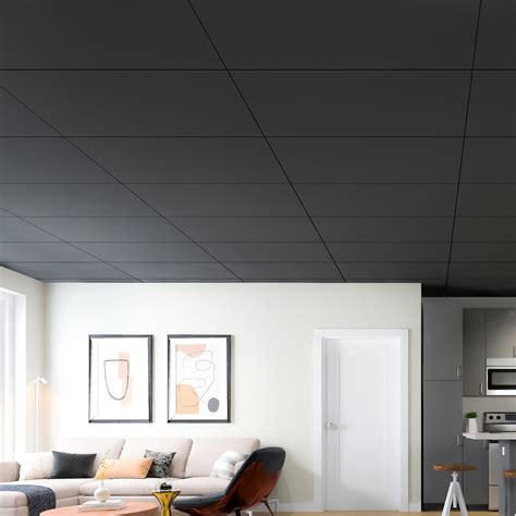 A10921BK-10-Pack Smooth Drop Ceiling Tile 2ft x 4ft in Black, PVC ...