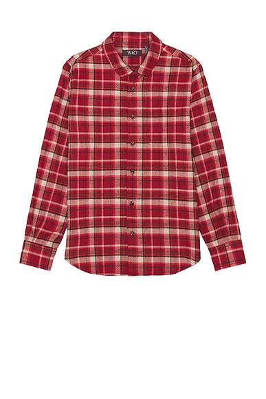 R13 Cropped Work Shirt in Red Plaid | FWRD