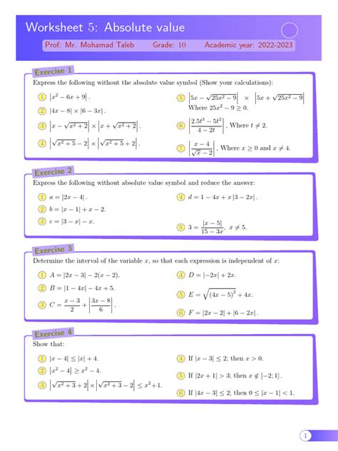 Absolute Value Function Worksheet PDF 的图像结果