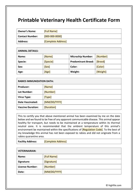 Veterinary Forms Word Veterinary Physical Exam Form Template