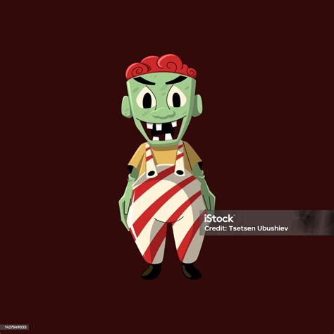 Cartoon Zombie With Brains Halloween Stock Illustration - Download ...