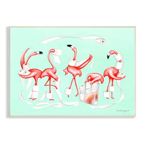 Stupell Industries Silly Flamingos Toilet Paper Rolls Bathroom ...