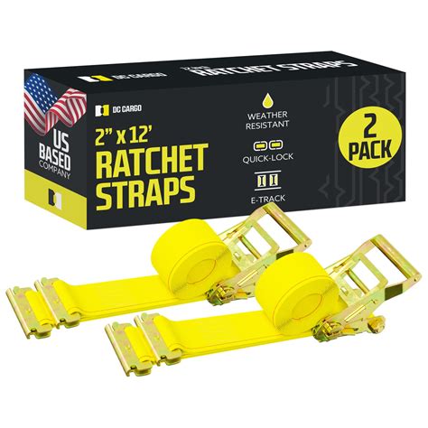 Buy DC Cargo E-Track Ratcheting Straps Cargo Tie-Downs, (Pack of 2) 2 x ...