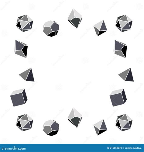Square Grayscale Dice Frame For DND RPGs With Four, Six, Eight, Twelve ...