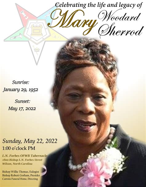 Mary Woodard Sherrod Obituary May 17, 2022 - Carrons Funeral Home