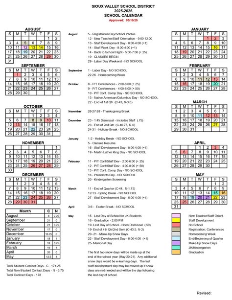 Sioux Valley School District SD Calendar 25-26 Revised [pdf] - EduCounty