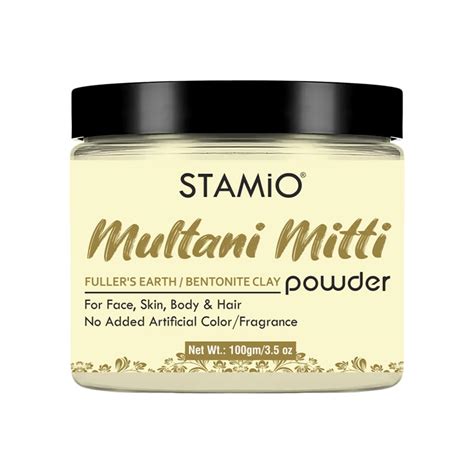STAMIO Multani Mitti Powder 100 gm for Face Pack, Hair Mask, Skin Care ...
