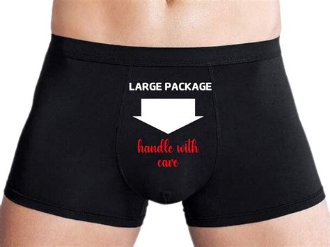 Funny Men's Boxer Briefs, Large Package Handle With Care Underwear for ...