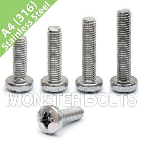 Bulk #6-32 Machine Screws Pan Head Phillips Stainless Steel 316 (A4 ...