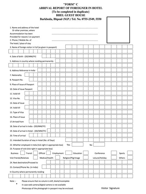 Arrival Report of Foreigner in Hotel Form - Fill Online, Printable ...