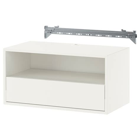 EKET wall mounted media shelf w rail, white, 70x35x35 cm (271/2x133 ...