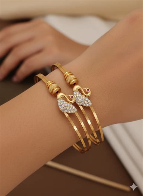 High Gold Plated Floral Ad Diamond Studded Adjustable Kadli – Kalyani ...