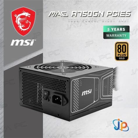 Promo MSI MAG A750GN 750W ATX 3.1 PCIE5 PSU - Power Supply 750 Watt 80 ...