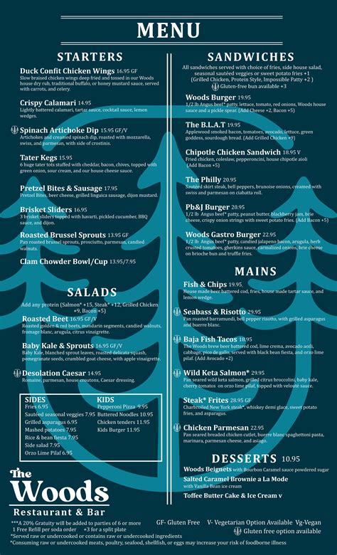 Menu — The Woods