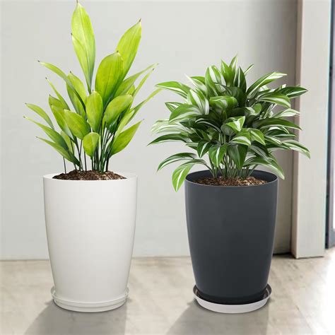 Kuber Industries Pack of 2 Flower Pot with Plate | 14 Inch Indoor ...