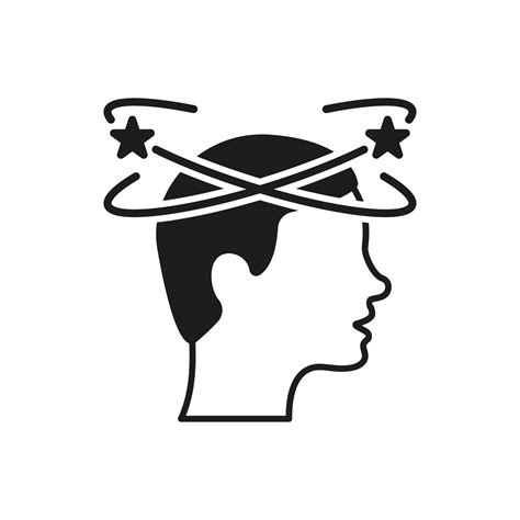 Man Feel Dizzy Line Icon. Tired Man with Nausea Silhouette Icon. Dizziness, Migraine, Headache ...
