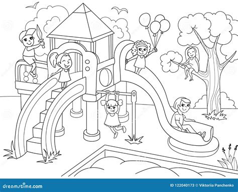 Playground Coloring Page Stock Image | CartoonDealer.com #54102007