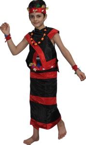KAKU FANCY DRESSES Tribal Dance Costume for Kids -Red & Black, 7-8 ...
