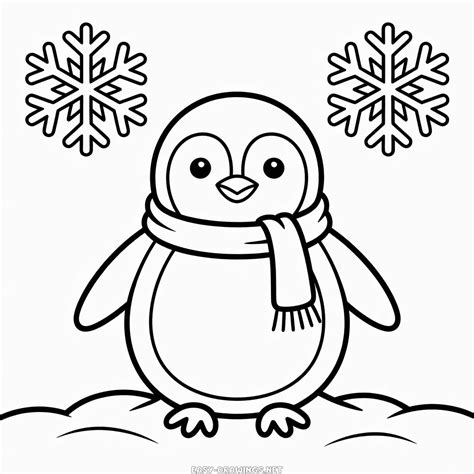 Winter Penguin Easy Drawing | Easy Drawings
