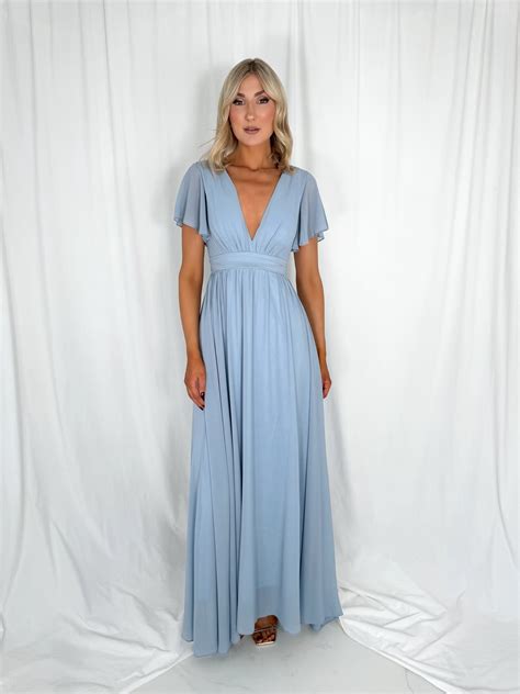 Tacha Short Sleeves Maxi Dress - Dusty Blue – mykindofdress