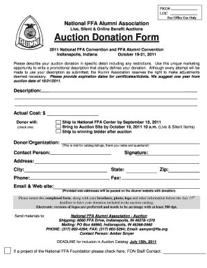 Fillable Online ffa Donation Form - National FFA Organization - ffa Fax ...