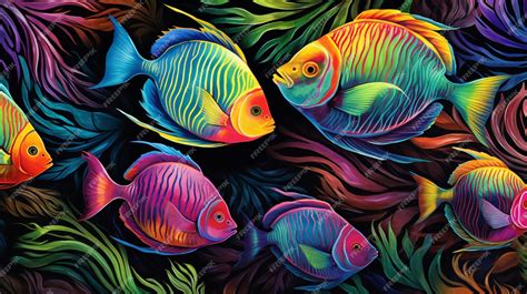 Premium Photo | Tropical Fish Pattern Background