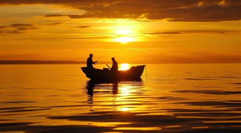 AI generated two men fishing on a boat on the water with sunset ...
