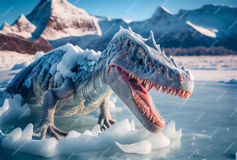 Premium Photo | Glacial period extinction of the dinosaurs reptile ingrown into ice