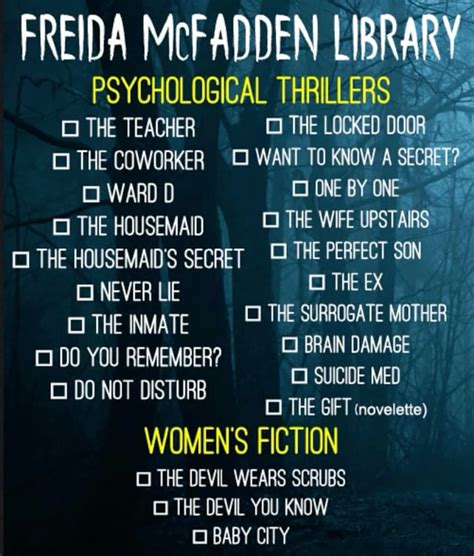 Freida McFadden List | Suspense books, Psychological thrillers, Book ...