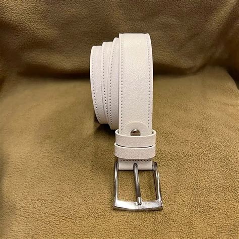 Buy Mens White Leather Belt 3.5 Cm - LeatherBeltsOnline.com
