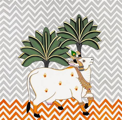 Set of 2 Cow Artwork Pichwai | Folk Art | Chitravali.in – CHITRAVALI