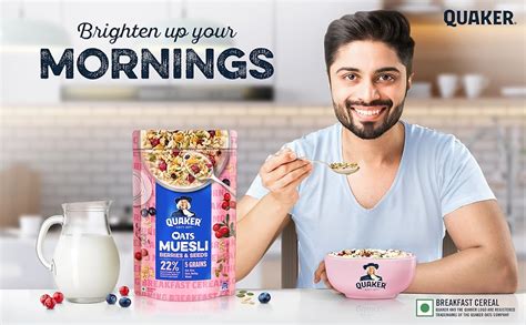 Quaker Oats Muesli 700g, Berries & Seeds flavour, Breakfast Oats Cereal ...