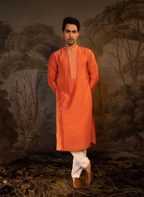 Coral French Knot Kurta Set – Darshika Menswear