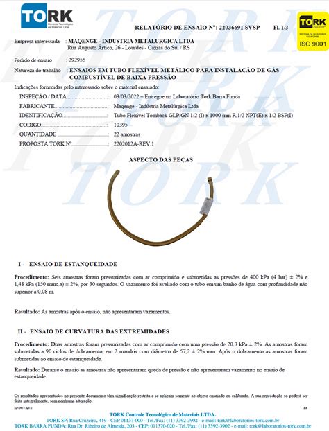 Flexíveis Tomback NBR 14177 (Produto Certificado) | Maqenge