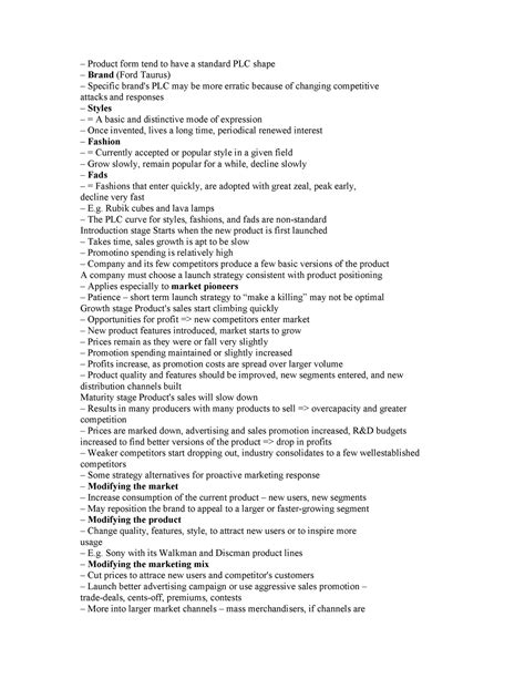 MBA Marketing Management-37 - Product form tend to have a standard PLC ...