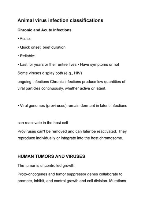 Animal virus infection classifications - , HIV) ongoing infections ...
